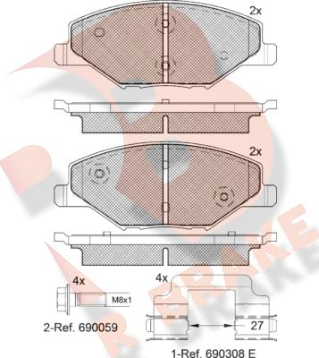 R Brake RB2110 - Комплект спирачно феродо, дискови спирачки vvparts.bg