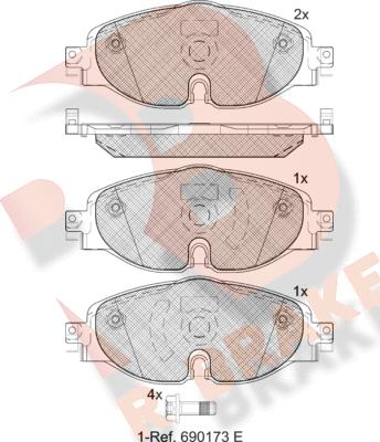 R Brake RB2111-204 - Комплект спирачно феродо, дискови спирачки vvparts.bg