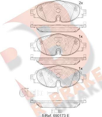 R Brake RB2111 - Комплект спирачно феродо, дискови спирачки vvparts.bg