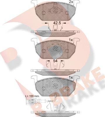 R Brake RB2189 - Комплект спирачно феродо, дискови спирачки vvparts.bg