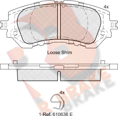 R Brake RB2180 - Комплект спирачно феродо, дискови спирачки vvparts.bg