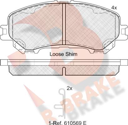 R Brake RB2181-200 - Комплект спирачно феродо, дискови спирачки vvparts.bg