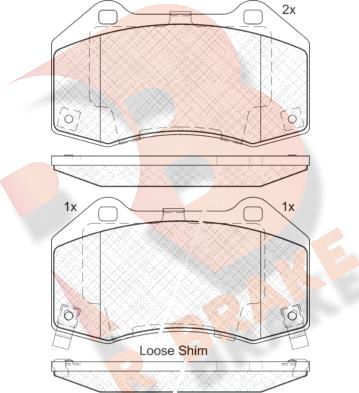 R Brake RB2132 - Комплект спирачно феродо, дискови спирачки vvparts.bg