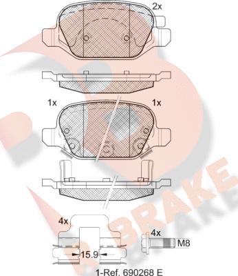 R Brake RB2128 - Комплект спирачно феродо, дискови спирачки vvparts.bg