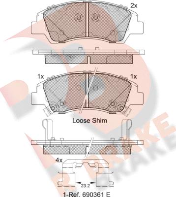 R Brake RB2178 - Комплект спирачно феродо, дискови спирачки vvparts.bg