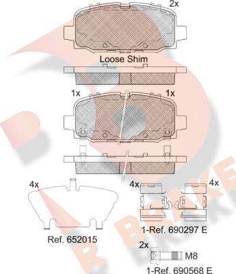 R Brake RB2345 - Комплект спирачно феродо, дискови спирачки vvparts.bg