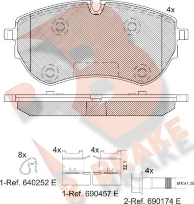 R Brake RB2319 - Комплект спирачно феродо, дискови спирачки vvparts.bg