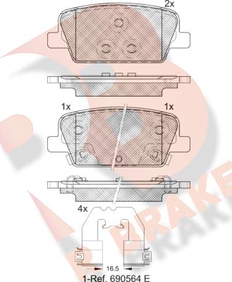 R Brake RB2388 - Комплект спирачно феродо, дискови спирачки vvparts.bg