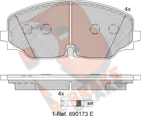 R Brake RB2328 - Комплект спирачно феродо, дискови спирачки vvparts.bg