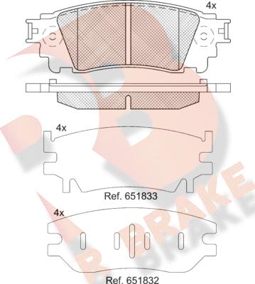 R Brake RB2241 - Комплект спирачно феродо, дискови спирачки vvparts.bg