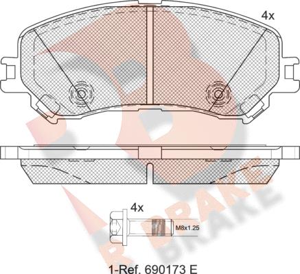 R Brake RB2259 - Комплект спирачно феродо, дискови спирачки vvparts.bg