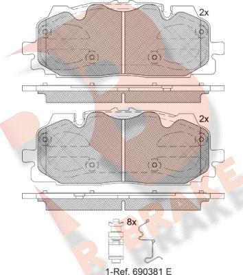 R Brake RB2254 - Комплект спирачно феродо, дискови спирачки vvparts.bg