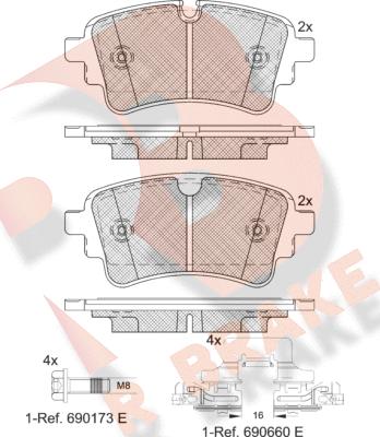 R Brake RB2256-208 - Комплект спирачно феродо, дискови спирачки vvparts.bg