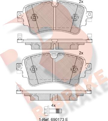 R Brake RB2256 - Комплект спирачно феродо, дискови спирачки vvparts.bg