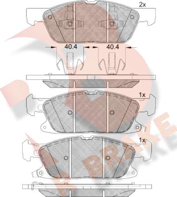 R Brake RB2250 - Комплект спирачно феродо, дискови спирачки vvparts.bg