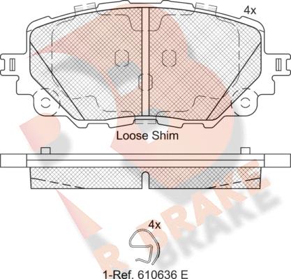 R Brake RB2251 - Комплект спирачно феродо, дискови спирачки vvparts.bg