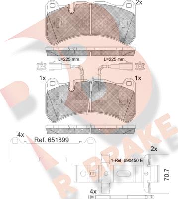 R Brake RB2260-203 - Комплект спирачно феродо, дискови спирачки vvparts.bg