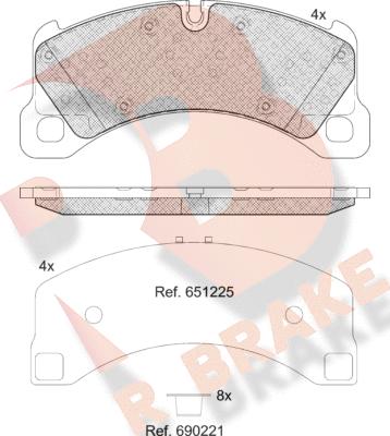 R Brake RB2206 - Комплект спирачно феродо, дискови спирачки vvparts.bg