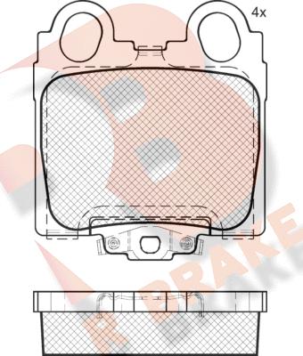 R Brake RB2208 - Комплект спирачно феродо, дискови спирачки vvparts.bg