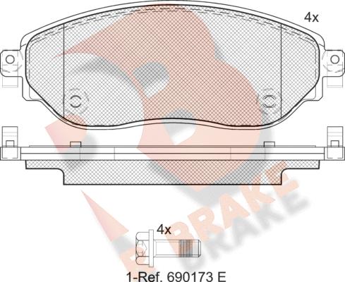 R Brake RB2219 - Комплект спирачно феродо, дискови спирачки vvparts.bg