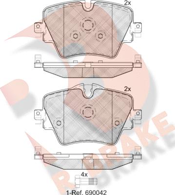 R Brake RB2216 - Комплект спирачно феродо, дискови спирачки vvparts.bg