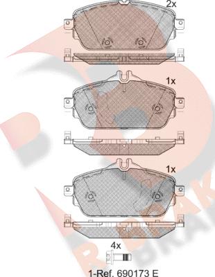 R Brake RB2212 - Комплект спирачно феродо, дискови спирачки vvparts.bg