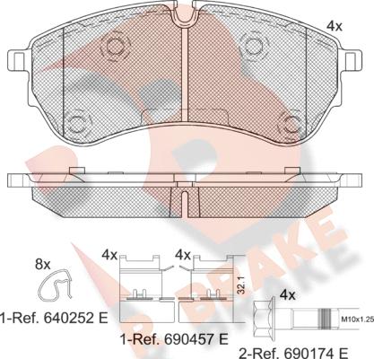 R Brake RB2284 - Комплект спирачно феродо, дискови спирачки vvparts.bg