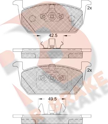 R Brake RB2285 - Комплект спирачно феродо, дискови спирачки vvparts.bg