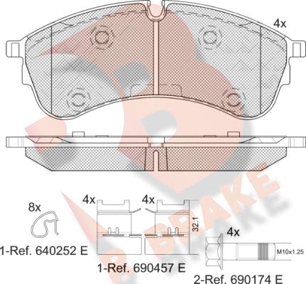 R Brake RB2283 - Комплект спирачно феродо, дискови спирачки vvparts.bg