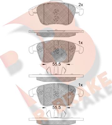 R Brake RB2231-203 - Комплект спирачно феродо, дискови спирачки vvparts.bg