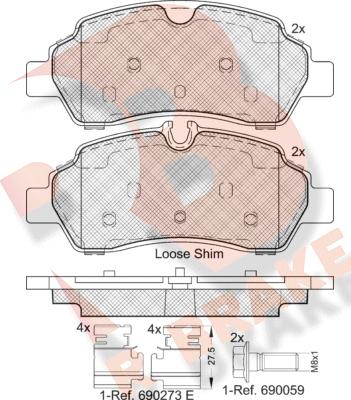 R Brake RB2224 - Комплект спирачно феродо, дискови спирачки vvparts.bg