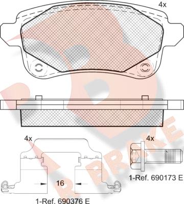 R Brake RB2222-208 - Комплект спирачно феродо, дискови спирачки vvparts.bg