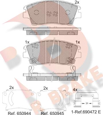 R Brake RB2277 - Комплект спирачно феродо, дискови спирачки vvparts.bg