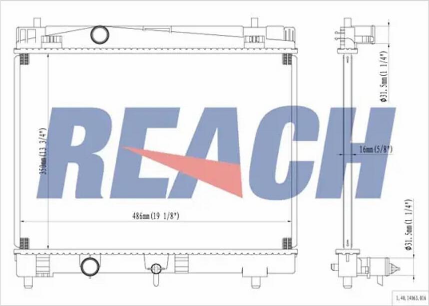 REACH 1.40.14063.016 - Радиатор, охлаждане на двигателя vvparts.bg