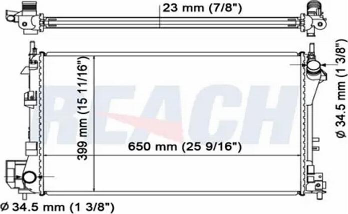 REACH 1.40.14327.523 - Радиатор, охлаждане на двигателя vvparts.bg