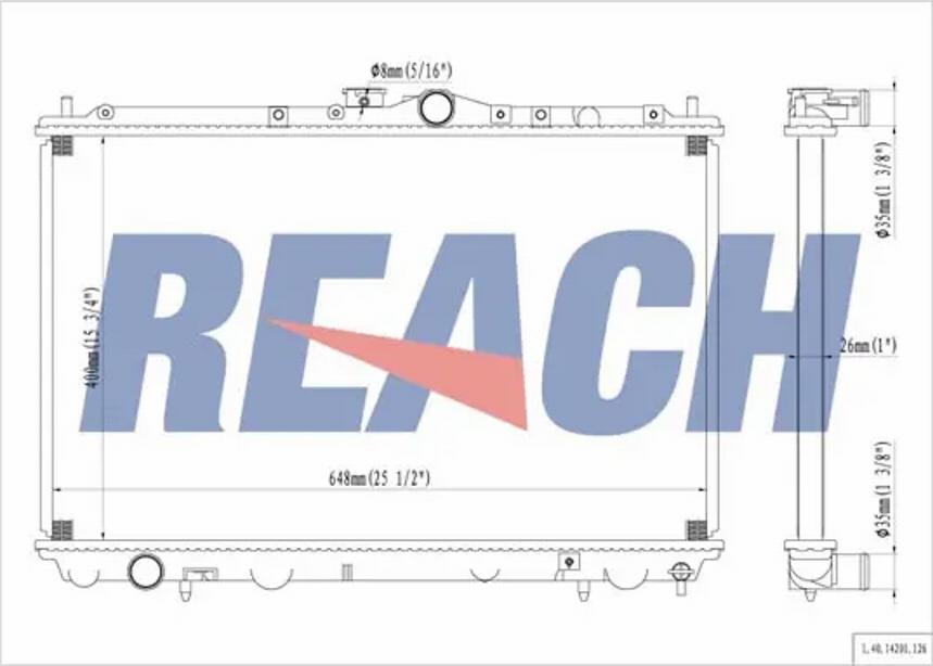 REACH 1.40.14201.126 - Радиатор, охлаждане на двигателя vvparts.bg