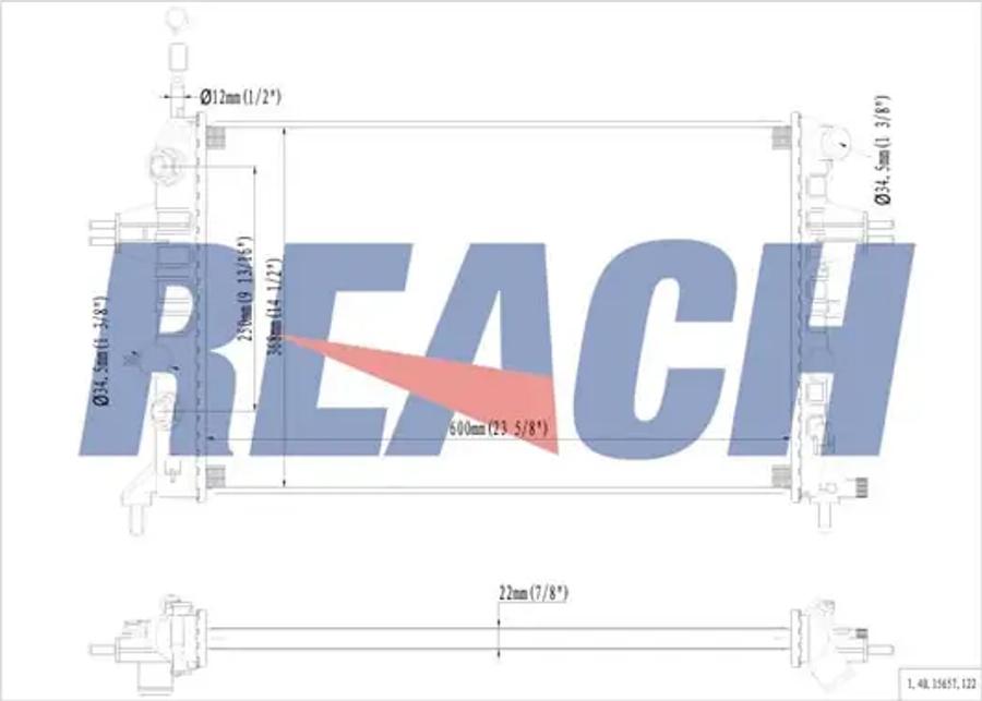 REACH 1.40.15657.122 - Радиатор, охлаждане на двигателя vvparts.bg