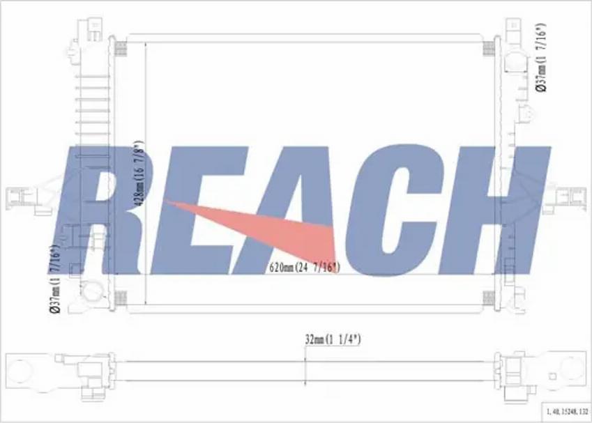 REACH 1.40.15248.132 - Радиатор, охлаждане на двигателя vvparts.bg