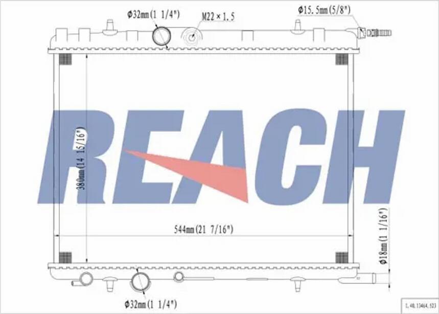 REACH 1.40.13464.523 - Радиатор, охлаждане на двигателя vvparts.bg