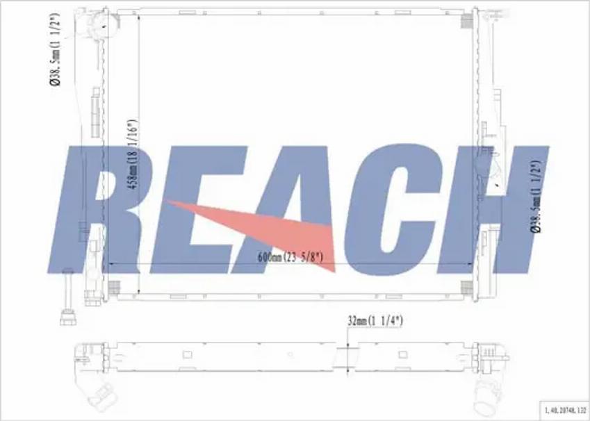 REACH 1.40.20748.132 - Радиатор, охлаждане на двигателя vvparts.bg
