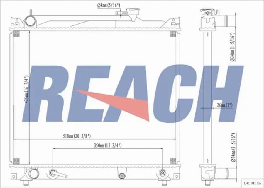 REACH 1.41.2087.126 - Радиатор, охлаждане на двигателя vvparts.bg