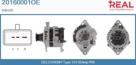 REAL 20160001OE - Генератор vvparts.bg