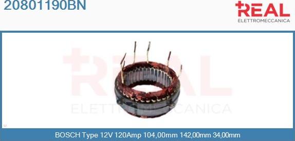 REAL 20801190BN - Статор, генератор vvparts.bg