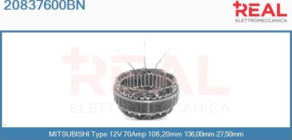REAL 20837600BN - Статор, генератор vvparts.bg