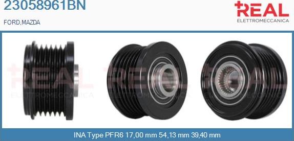 REAL 23058961BN - Ремъчна шайба, генератор vvparts.bg