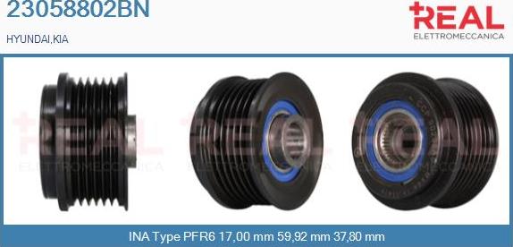 REAL 23058802BN - Ремъчна шайба, генератор vvparts.bg