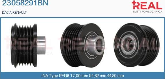 REAL 23058291BN - Ремъчна шайба, генератор vvparts.bg