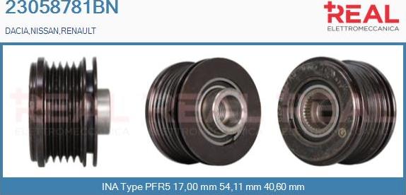 REAL 23058781BN - Ремъчна шайба, генератор vvparts.bg