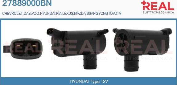 REAL 27889000BN - Водна помпа за миещо устр., почистване на стъклата vvparts.bg