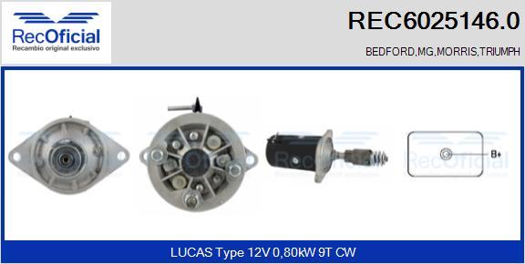 RECOFICIAL REC6025146.0 - Стартер vvparts.bg